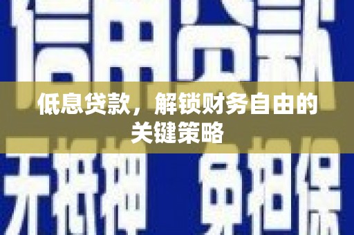 竹山低息贷款，解锁财务自由的关键策略