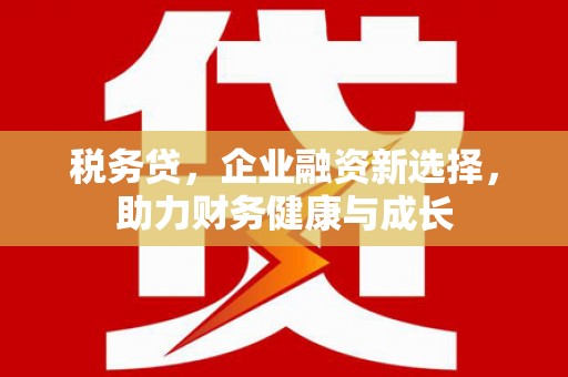 竹山税务贷，企业融资新选择，助力财务健康与成长